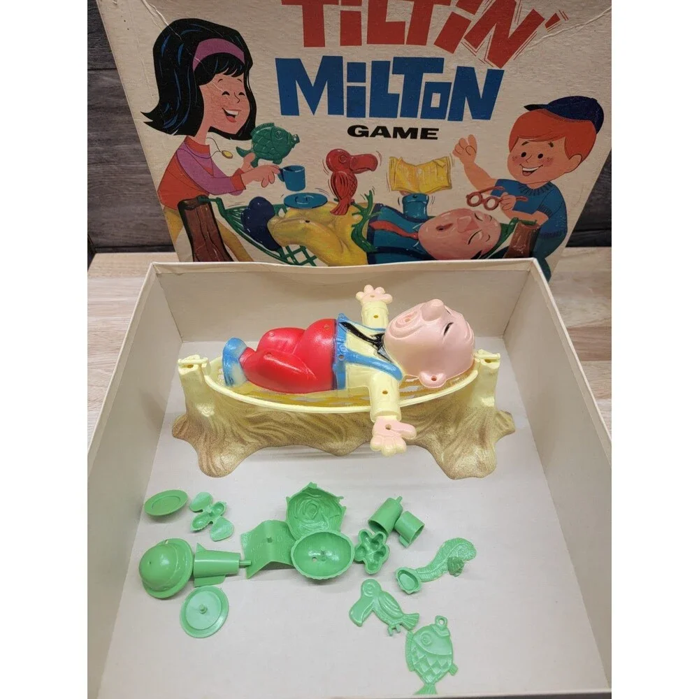 1968 Ideal Tiltin’ Milton Board Game Open Box Ideal Toys